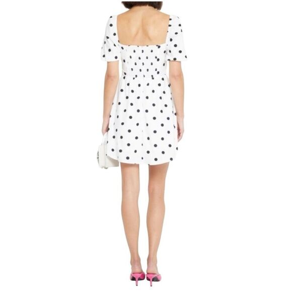 NWT O.P.T. White Black Polka Dot River Pleated Mini Dress - Picture 3 of 9